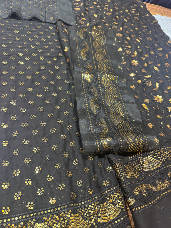 Asim jofa saree black wedding edition