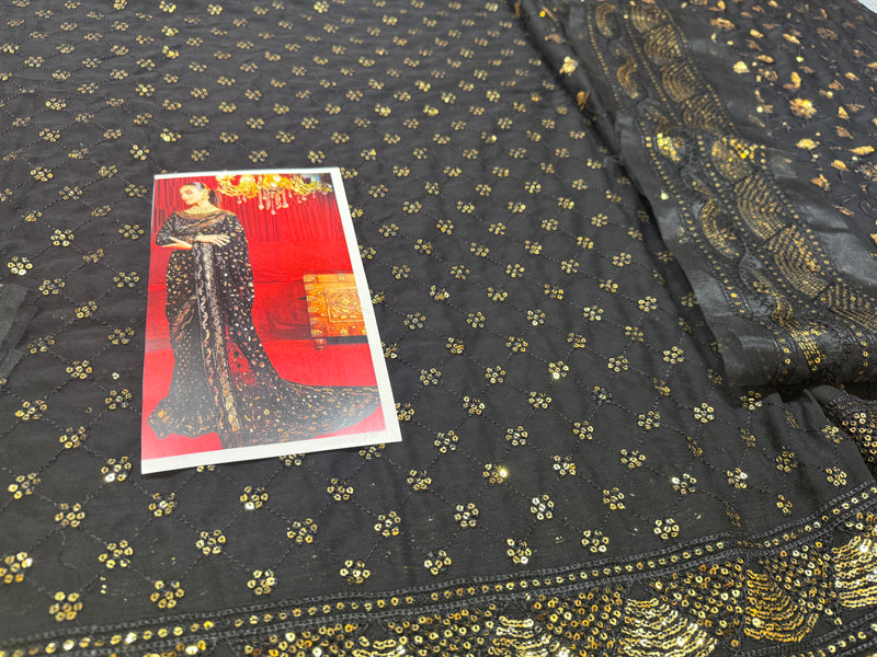 Asim jofa saree black wedding edition