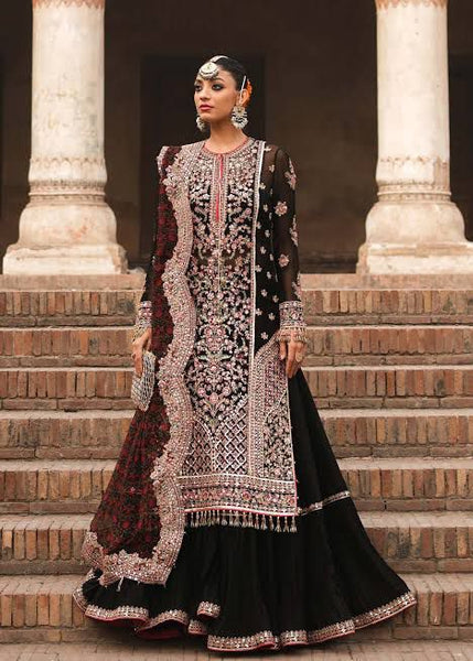 Hussain Rehar black chiffon wedding edition