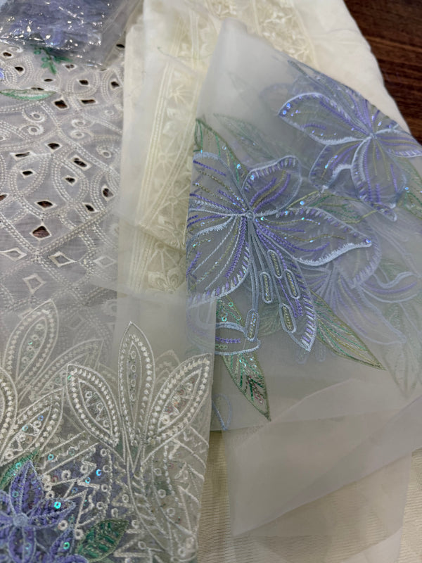 Rangrasya white multi lawn