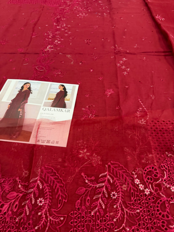 Qalamqar red meroon lawn 2025