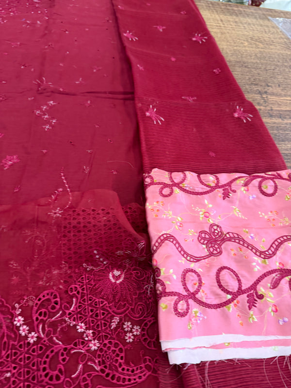 Qalamqar red meroon lawn 2025