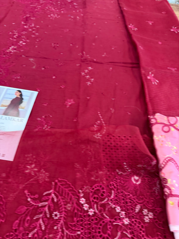 Qalamqar red meroon lawn 2025