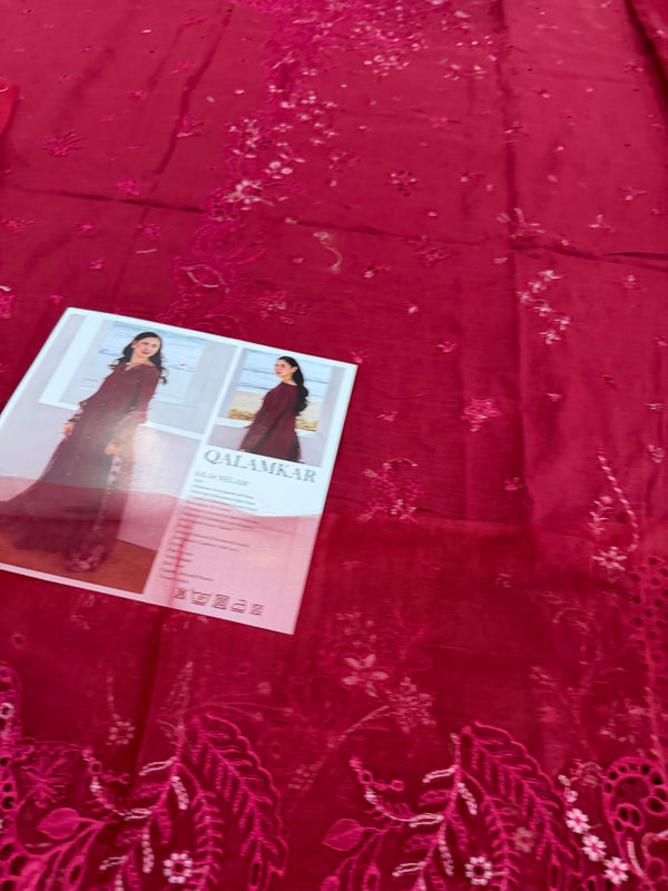 Qalamqar red meroon lawn 2025
