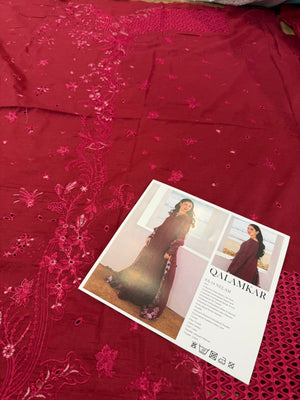 Qalamqar red meroon lawn 2025
