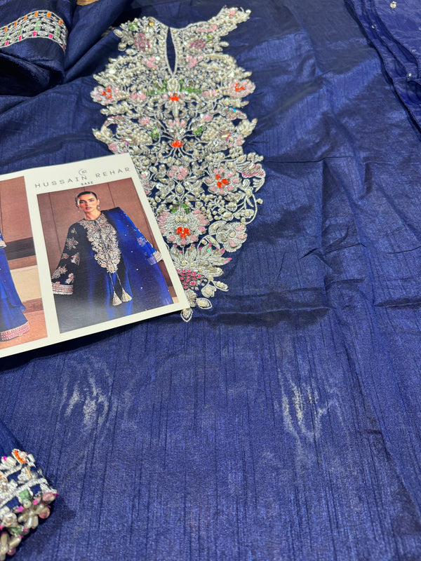 Hussain Rehar blue handmade wedding edition