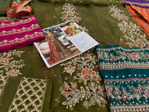 Maria B olive green multi wedding edition