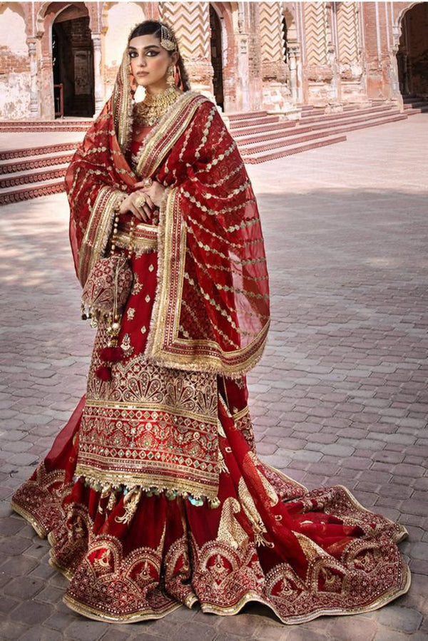 Mohsin Naveed Ranjha red bridal chiffon collection