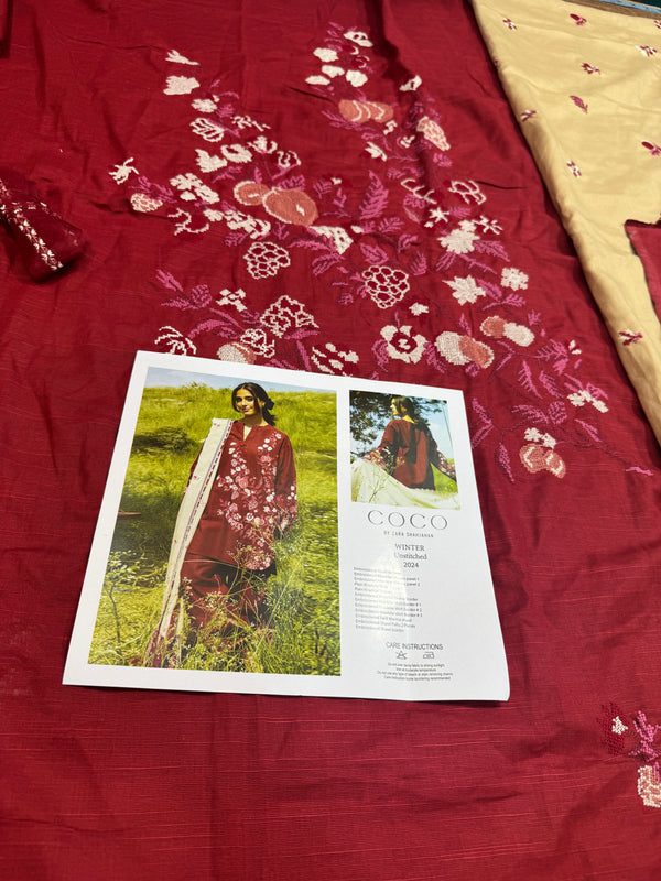 Coco by Zara shahjahan red winter collection