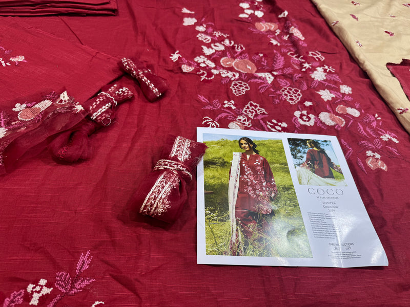 Coco by Zara shahjahan red winter collection