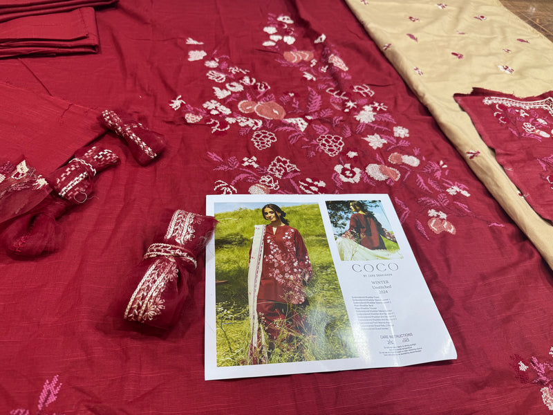 Coco by Zara shahjahan red winter collection