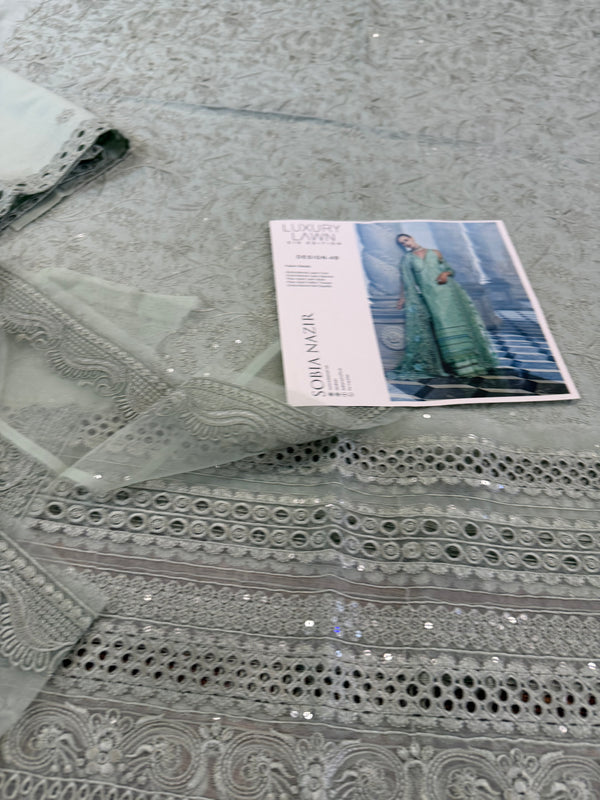 Sobia nazir mint green lawn 2026