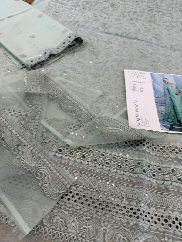 Sobia nazir mint green lawn 2026