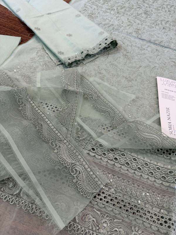 Sobia nazir mint green lawn 2026