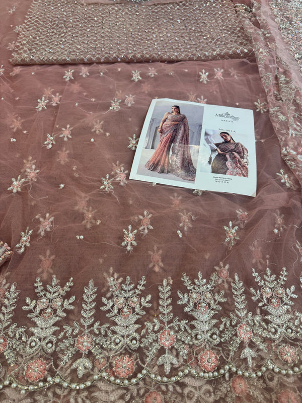 Maria b coture pink saree wedding edition