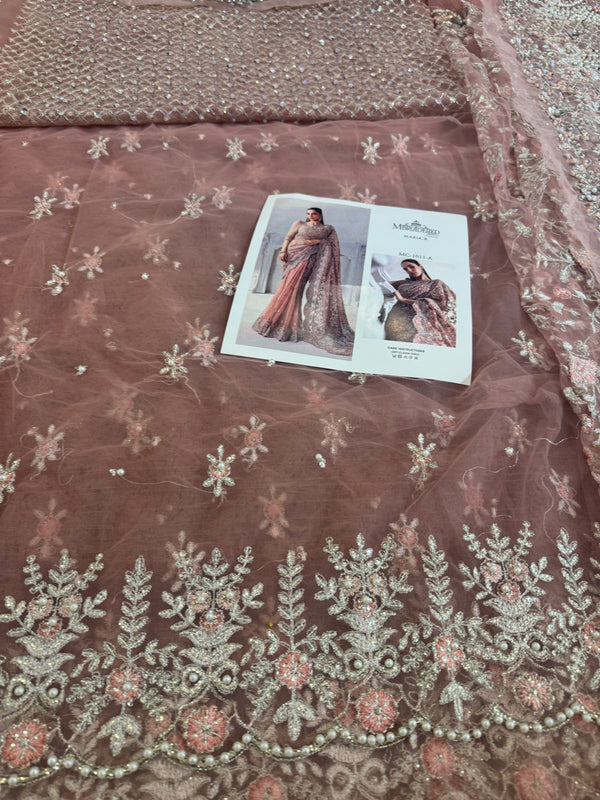 Maria b coture pink saree wedding edition