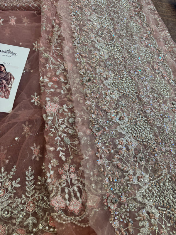 Maria b coture pink saree wedding edition