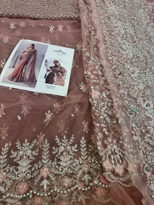 Maria b coture pink saree wedding edition