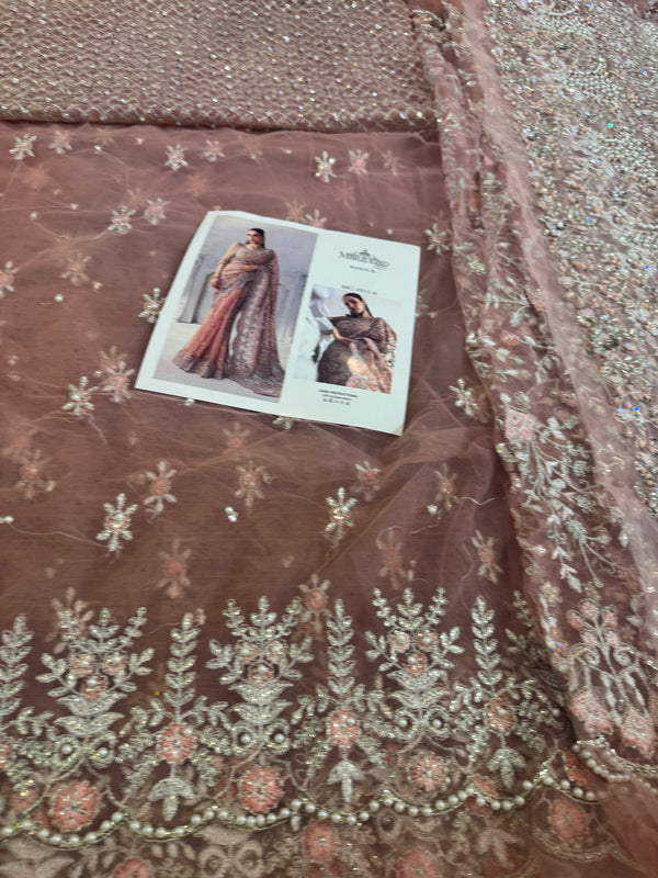 Maria b coture pink saree wedding edition