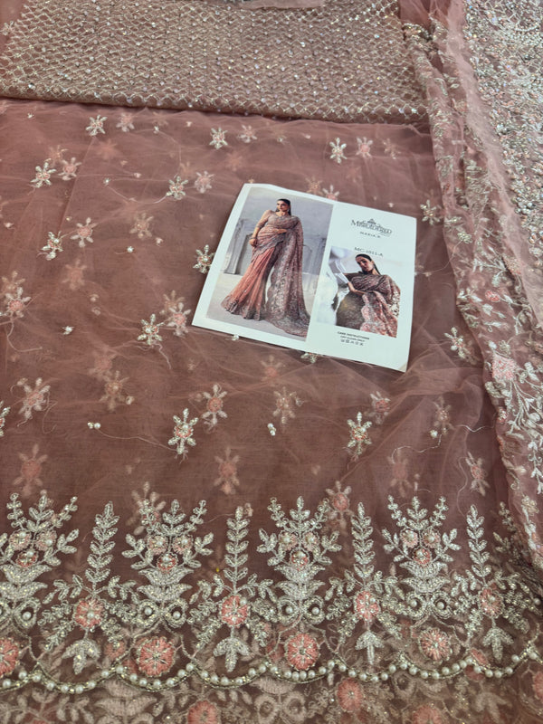 Maria b coture pink saree wedding edition