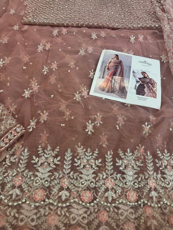 Maria b coture pink saree wedding edition