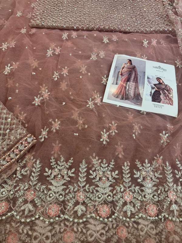 Maria b coture pink saree wedding edition
