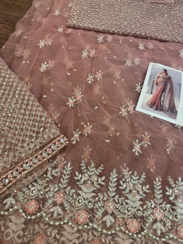 Maria b coture pink saree wedding edition