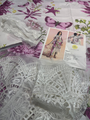 Maria b mprint white pink lawn 2025