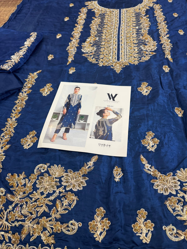 Waqar Asgar blue bridal chiffon collection