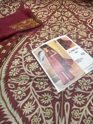 Maria b mprint meroon  lawn 2025