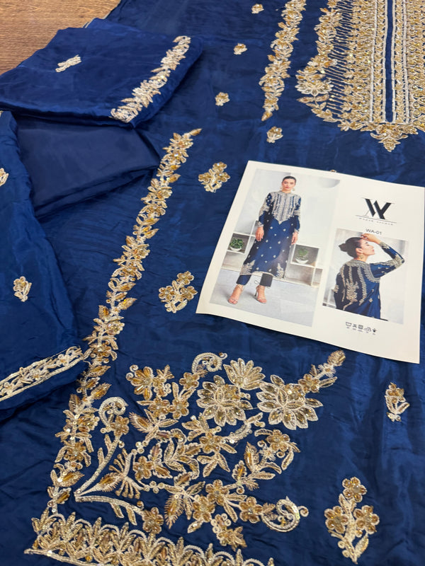 Waqar Asgar blue bridal chiffon collection