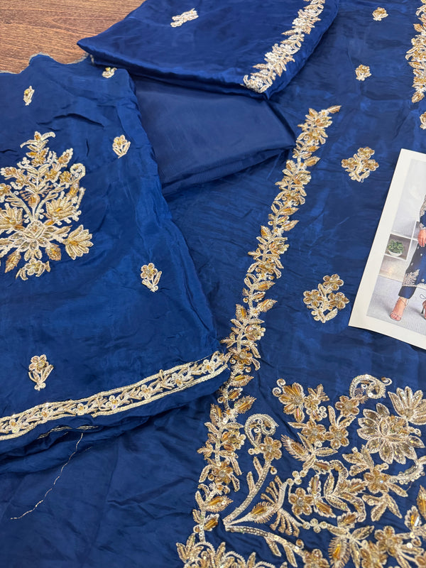 Waqar Asgar blue bridal chiffon collection