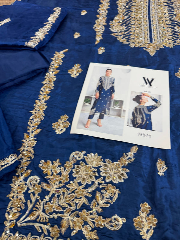 Waqar Asgar blue bridal chiffon collection