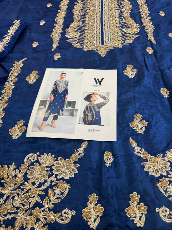 Waqar Asgar blue bridal chiffon collection