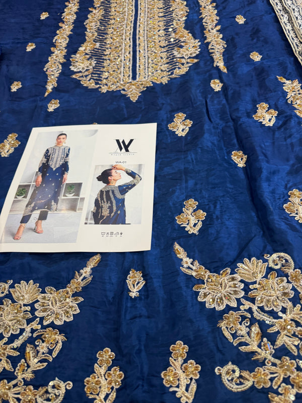 Waqar Asgar blue bridal chiffon collection