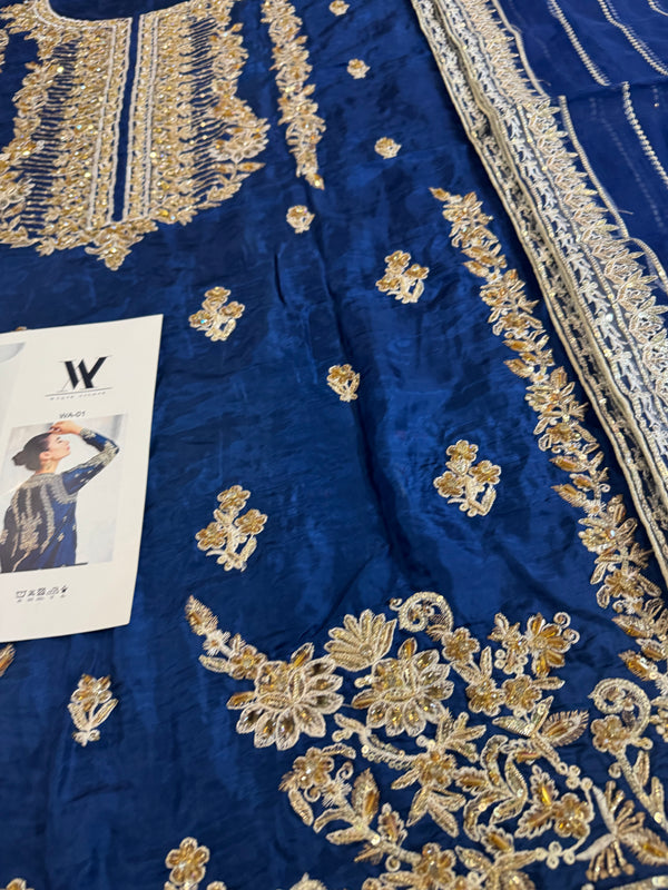Waqar Asgar blue bridal chiffon collection