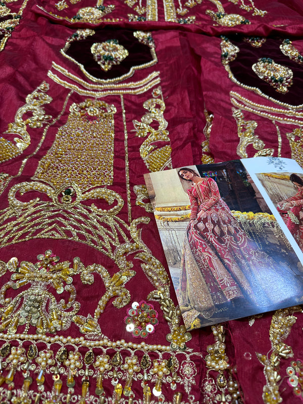 Mohsin Naveed Ranjha red bridal chiffon collection