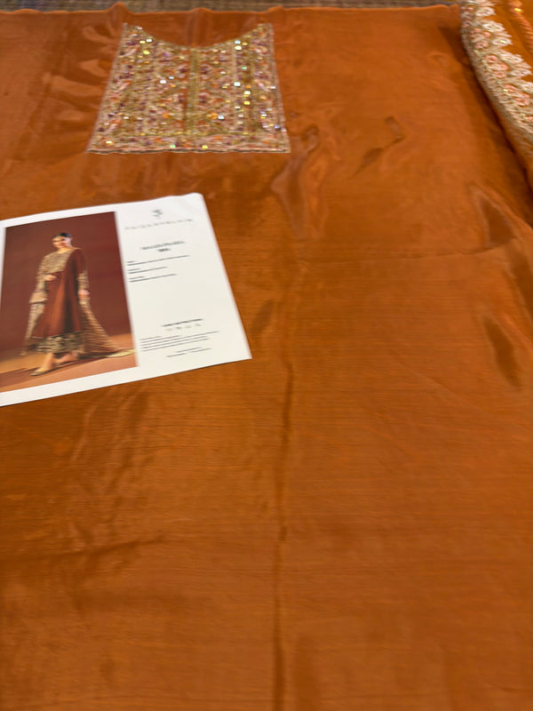 Faiza Saqlain copper chiffon wedding edition