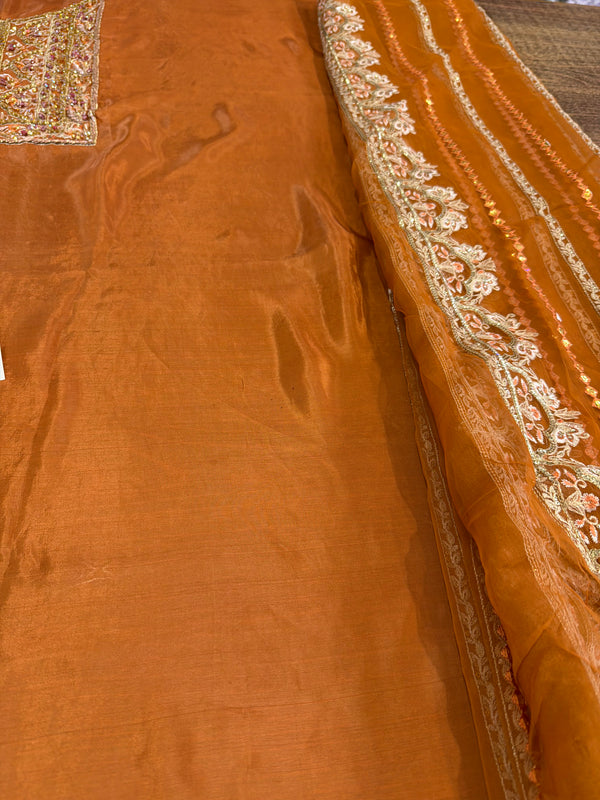 Faiza Saqlain copper chiffon wedding edition