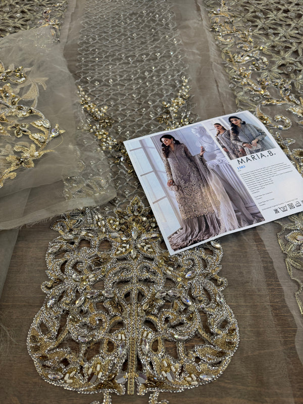 Maria b grey Mbroided  collection 2025