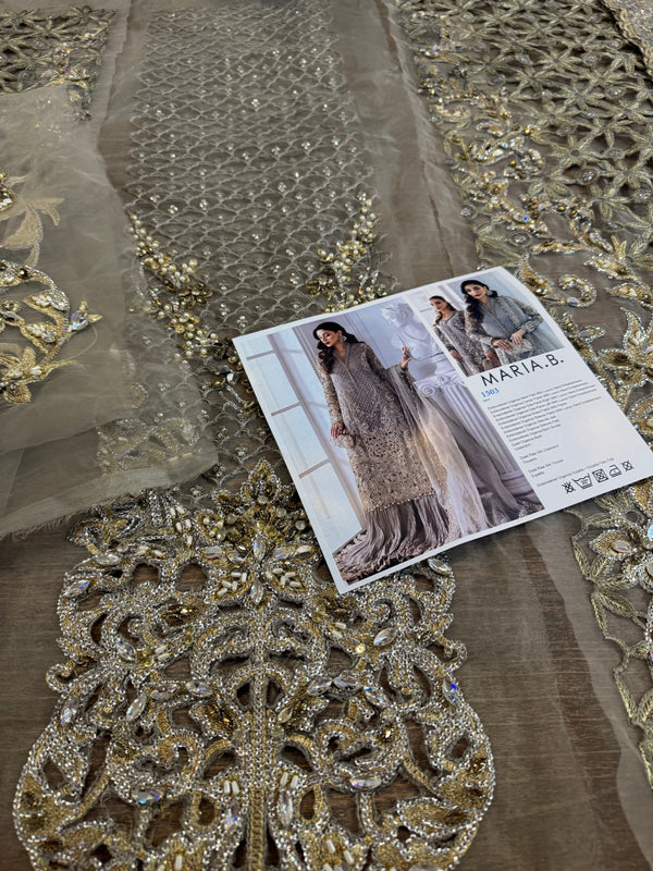 Maria b grey Mbroided  collection 2025