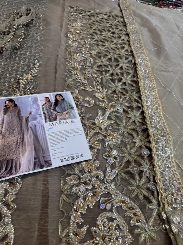 Maria b grey Mbroided  collection 2025