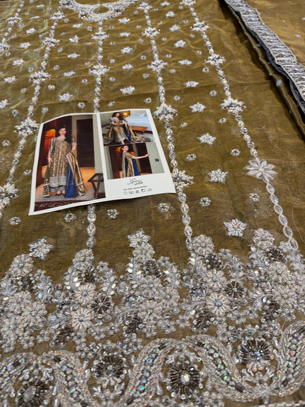 Haris shakeel olive bridal edition chiffon
