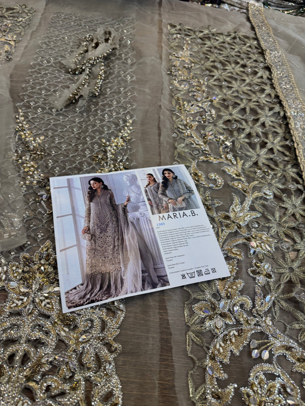 Maria b grey Mbroided  collection 2025