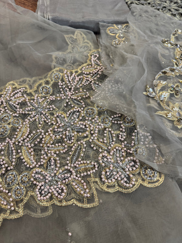 Maria b grey Mbroided  collection 2025