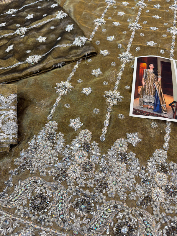 Haris shakeel olive bridal edition chiffon