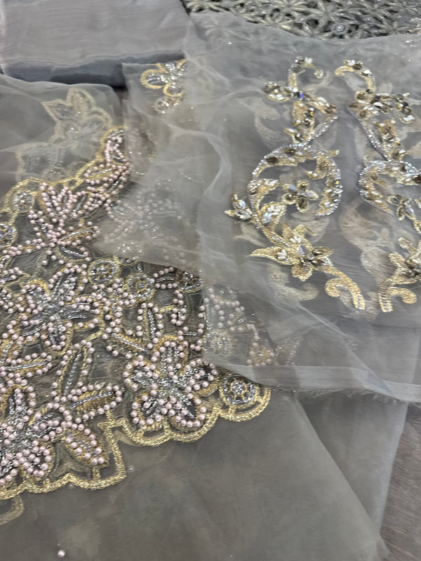 Maria b grey Mbroided  collection 2025