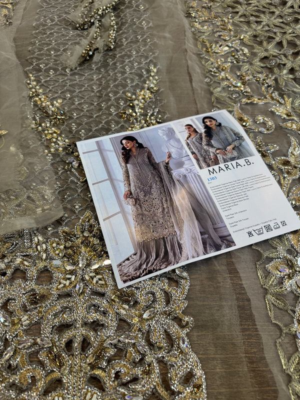 Maria b grey Mbroided  collection 2025