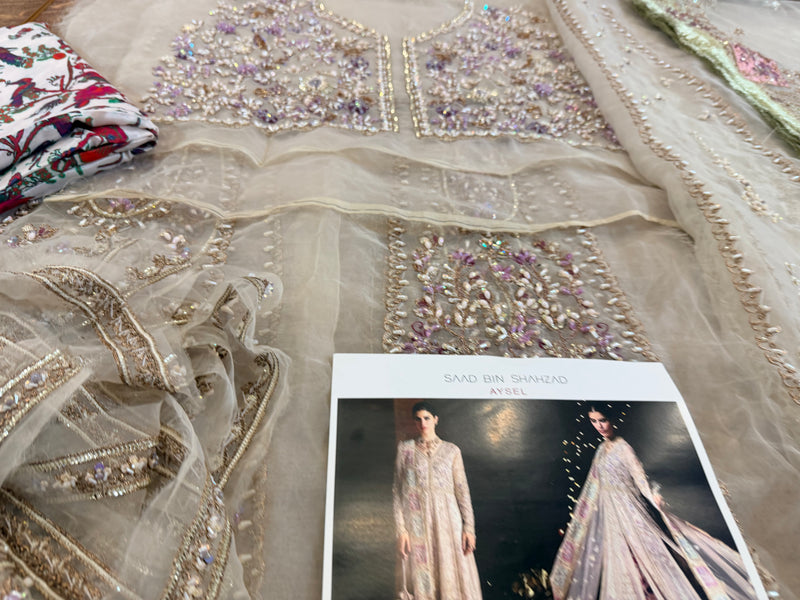 Saad bin shahzad ivory multi chiffon