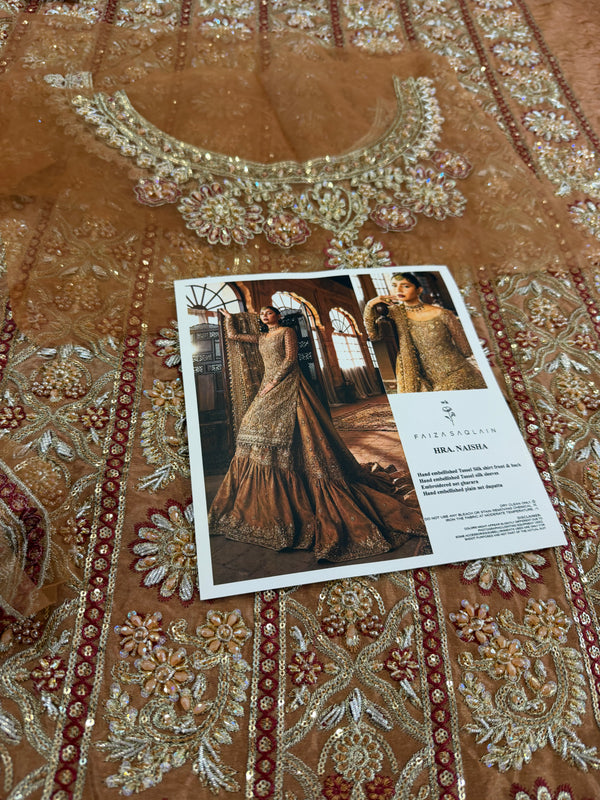 Faiza Saqlain copper brown wedding edition